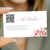 Carte D'accompagnement Code QR floral rose détails du site web mariage