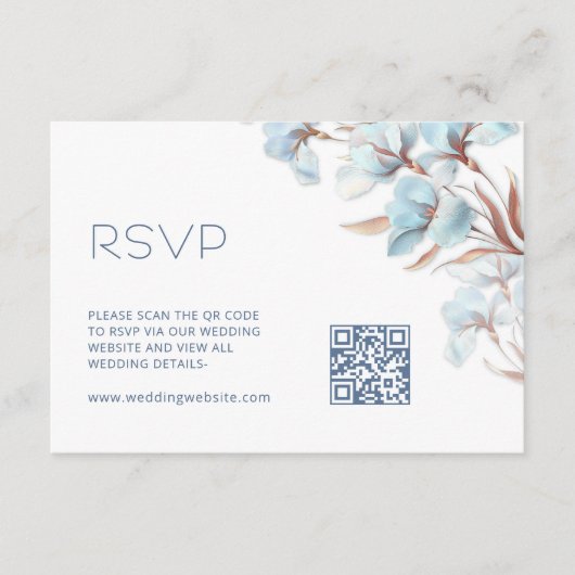 Carte D'accompagnement Code QR | Floral Turquoise (Devant)