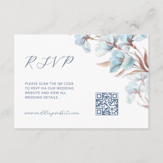 Carte D'accompagnement Code QR | Floral Turquoise (Devant)