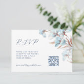 Carte D'accompagnement Code QR | Floral Turquoise (Debout devant)