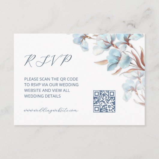 Carte D'accompagnement Code QR | Floral Turquoise (Devant)