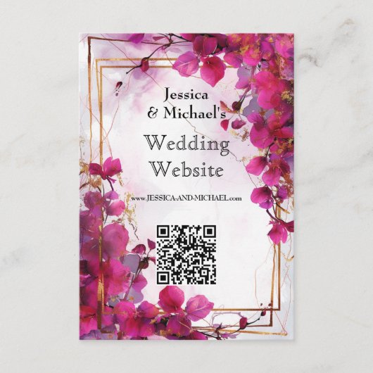 Carte D'accompagnement Code QR Fuchsia Enchantement : Aquarelle (Devant)