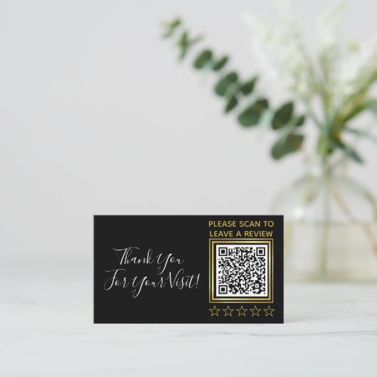 Carte D'accompagnement Code QR Gold personnalisé Business Google Review (Debout devant)