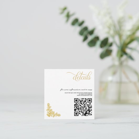 Carte D'accompagnement Code QR Gold vintage (Debout devant)