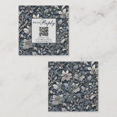 Carte D'accompagnement Code QR gris gris argenté élégant bleu poussiéreux (Devant / Derrière)