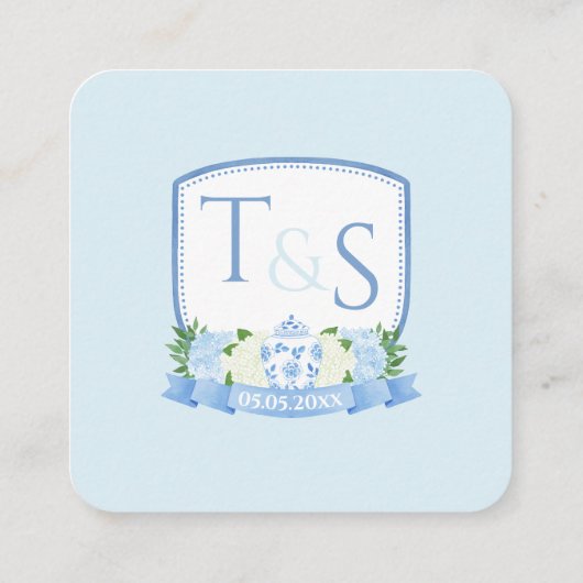 Carte D'accompagnement Code QR Hydrangea Ginger Jar Crest Wedding RSVP (Dos)