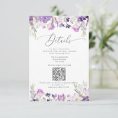 Carte D'accompagnement Code QR lavande élégante détails de mariage (Debout devant)