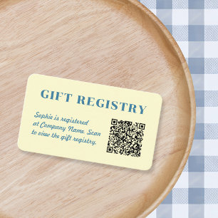 Carte D'accompagnement Code Qr Liste de Mariage Jaune Beurre & Bleu