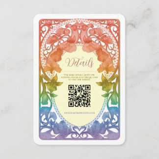 Carte D'accompagnement Code QR mariage Art Nouveau arc-en-ciel inclus