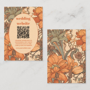 Carte D'accompagnement code QR Mariage Art Nouveau Floral Orange Brûlé