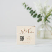 Carte D'accompagnement Code QR mariage Beige Terracotta (Debout devant)