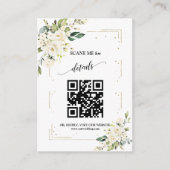 Carte D'accompagnement Code QR Mariage Blanc Floral Or (Devant)