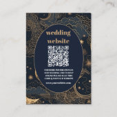 Carte D'accompagnement code QR Mariage Bleu de Minuit Or Céleste (Devant)