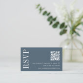 Carte D'accompagnement Code QR Mariage bleu minéral RSVP (Debout devant)