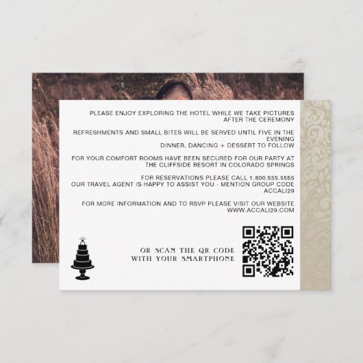 Carte D'accompagnement Code QR mariage Cake (Devant / Derrière)