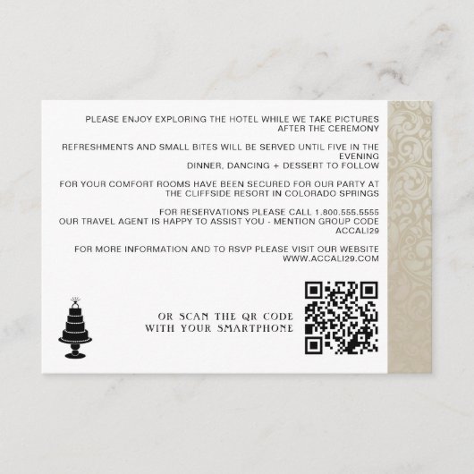 Carte D'accompagnement Code QR mariage Cake (Devant)