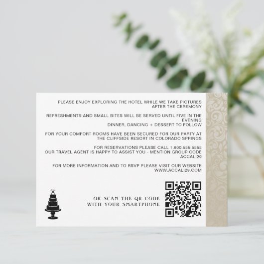 Carte D'accompagnement Code QR mariage Cake (Debout devant)