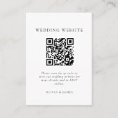 Carte D'accompagnement Code QR Mariage Chic Minimal Noir et Blanc (Devant)