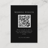 Carte D'accompagnement Code QR Mariage Chic Minimal Noir et Blanc (Devant)