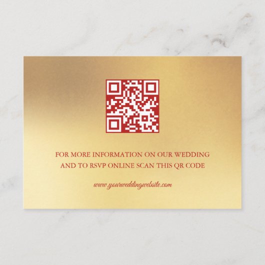 Carte D'accompagnement Code QR | Mariage chinois cerisier en fleurs rouge (Dos)