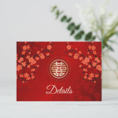 Carte D'accompagnement Code QR | Mariage chinois en fleurs de cerisiers r (Debout devant)