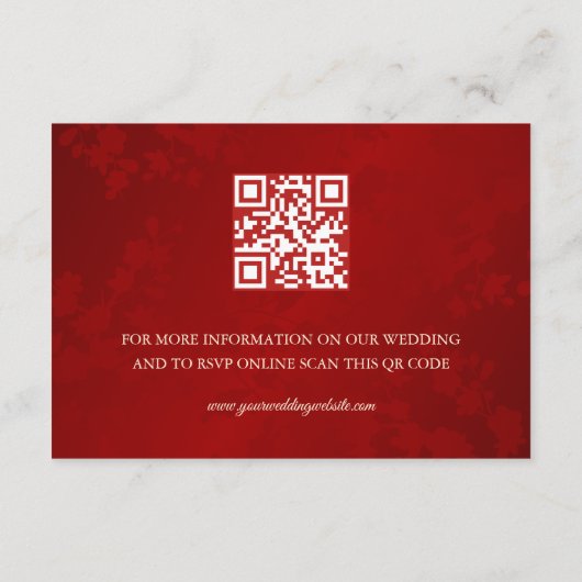 Carte D'accompagnement Code QR | Mariage chinois en fleurs de cerisiers r (Dos)