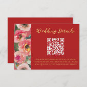 Carte D'accompagnement Code QR mariage chinois moderne rose floral fronti (Devant / Derrière)