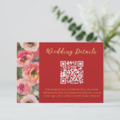Carte D'accompagnement Code QR mariage chinois moderne rose floral fronti (Debout devant)
