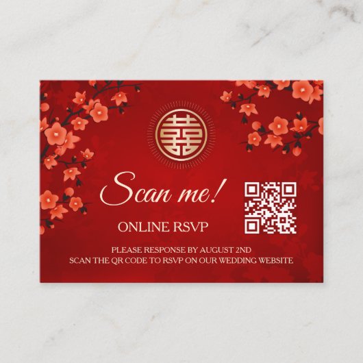 Carte D'accompagnement Code QR Mariage chinois RSVP en ligne (Devant)