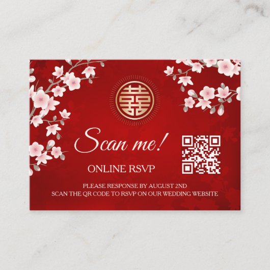 Carte D'accompagnement Code QR Mariage chinois RSVP en ligne (Devant)