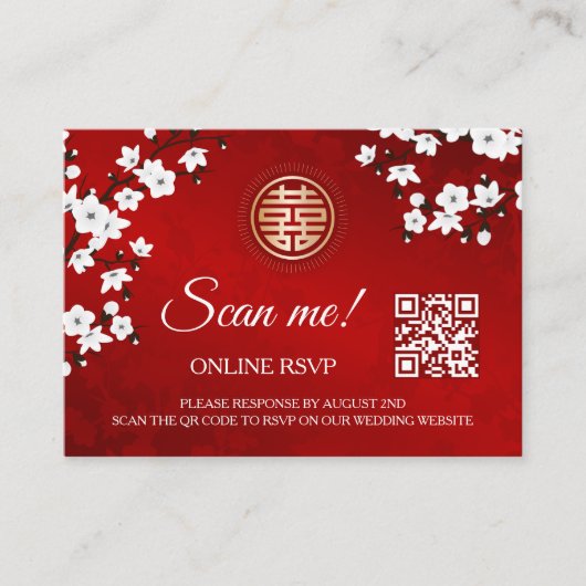 Carte D'accompagnement Code QR Mariage chinois RSVP en ligne (Devant)