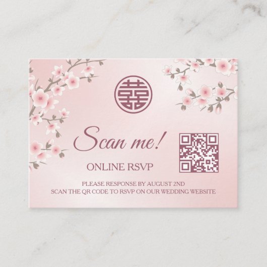 Carte D'accompagnement Code QR Mariage chinois RSVP en ligne (Devant)