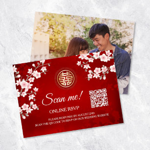 Carte D'accompagnement Code QR Mariage chinois RSVP en ligne