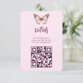 Carte D'accompagnement Code QR Mariage CUSTOM Elegant Butterflies (Debout devant)