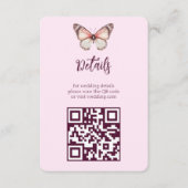 Carte D'accompagnement Code QR Mariage CUSTOM Elegant Butterflies (Devant)