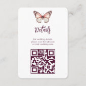 Carte D'accompagnement Code QR Mariage CUSTOM Elegant Butterflies (Devant)