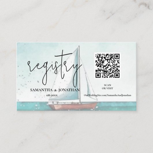 Carte D'accompagnement Code qr mariage de croisière moderne et élégant (Devant)