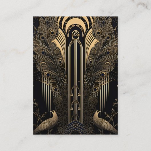 Carte D'accompagnement code qr Mariage élégant Art Déco Peacocks (Dos)