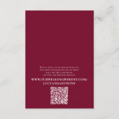 Carte D'accompagnement Code QR mariage Elegant Burgundy Timeline (Dos)