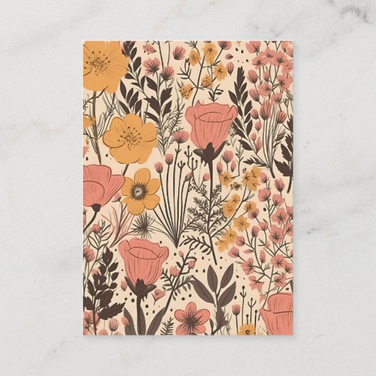 Carte D'accompagnement code qr Mariage Fleur sauvage rose jaune orange (Dos)