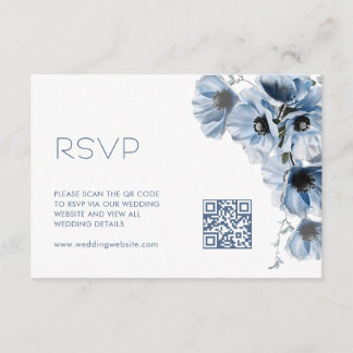 Carte D'accompagnement Code QR | Mariage Floral Bleu