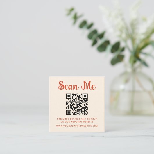 Carte D'accompagnement Code QR Mariage manuscrit irrégulier RSVP (Debout devant)