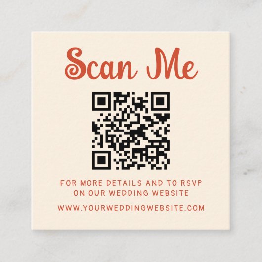 Carte D'accompagnement Code QR Mariage manuscrit irrégulier RSVP (Devant)
