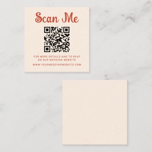 Carte D'accompagnement Code QR Mariage manuscrit irrégulier RSVP (Devant / Derrière)