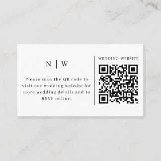 Carte D'accompagnement Code QR Mariage Minimaliste Noir et Blanc RSVP