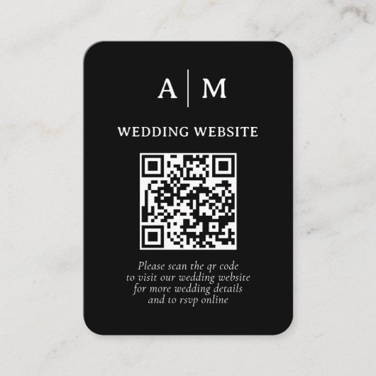 Carte D'accompagnement Code QR mariage noir et blanc (Devant)