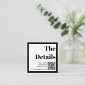 Carte D'accompagnement Code QR Mariage noir et blanc élégant (Debout devant)