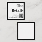 Carte D'accompagnement Code QR Mariage noir et blanc élégant (Devant / Derrière)