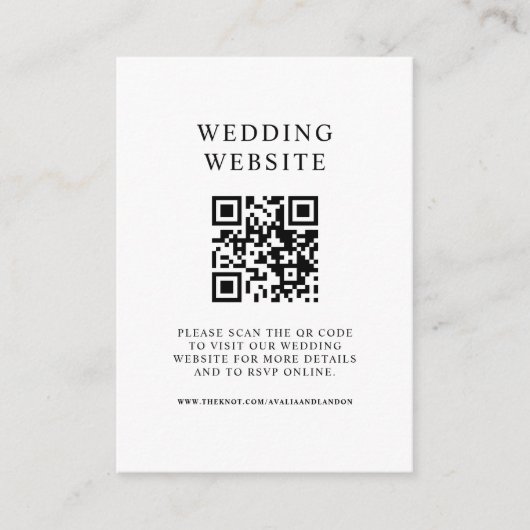 Carte D'accompagnement Code QR Mariage noir et blanc simple (Devant)