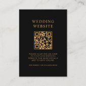Carte D'accompagnement Code QR Mariage noir et or simple (Devant)